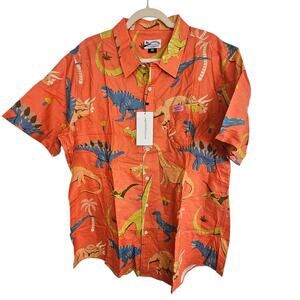 PSI International Shirt Button Up Short Sleeve Oxford Shirt Men 3XL Dinosaur NEW